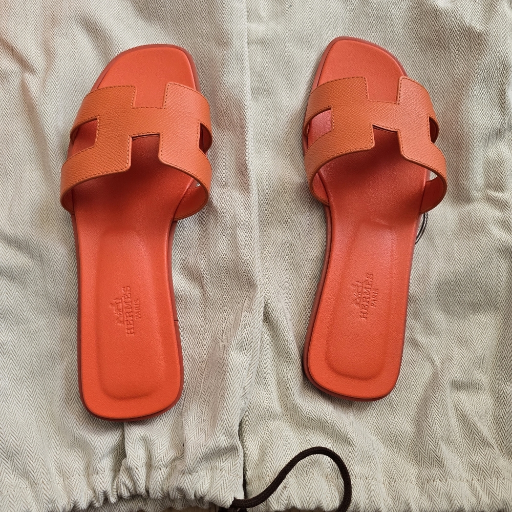 Hermes Oran Sandals in Rose Sorbet